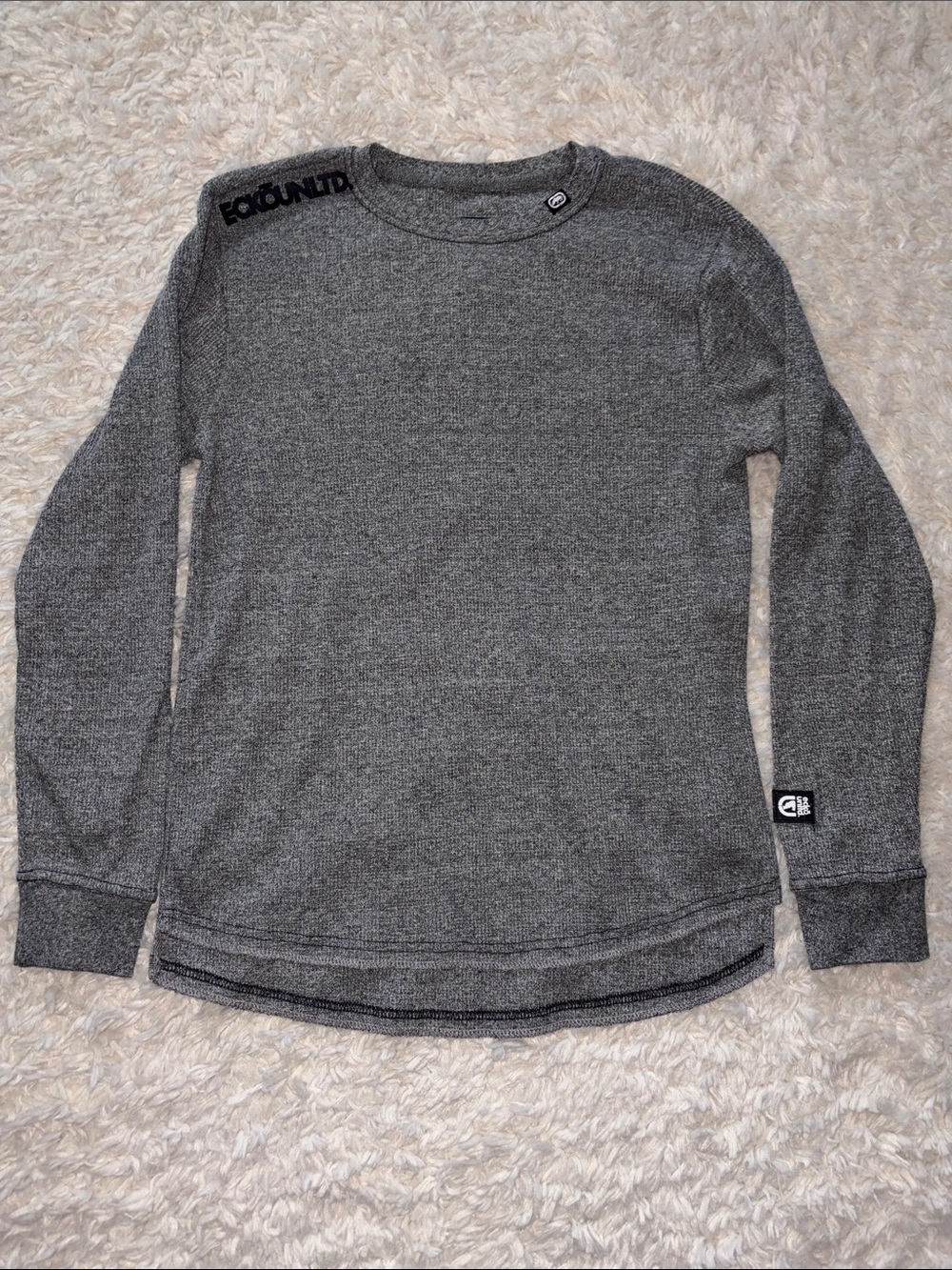 Men's Gray Crewneck Crew Neck Thermal with Shoulder Logo (NWOT)